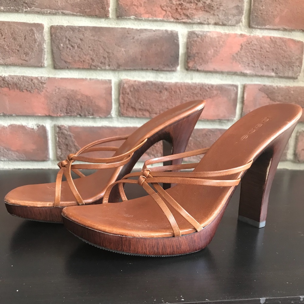 cognac platform heels